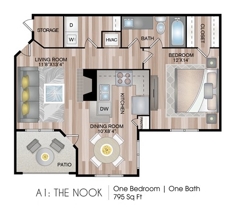 The Nook FP The Nook 795 Sq.Ft. FP at Blu on the Boulevard, Baton Rouge, Louisiana